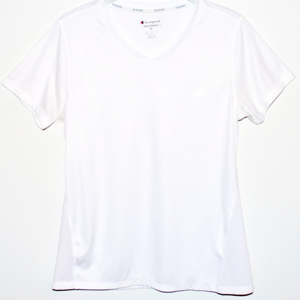 Champion Vapor White V-Neck Short Sleeve Shirt - Medium